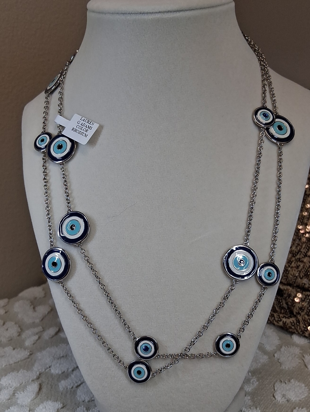 Evil Eye Enamel Necklace 42" Inches